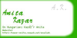 anita kazar business card